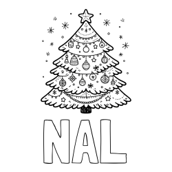Online izdelana pobarvanka - Pobarvanka imena NAL in pobarvanka novoletne jelke