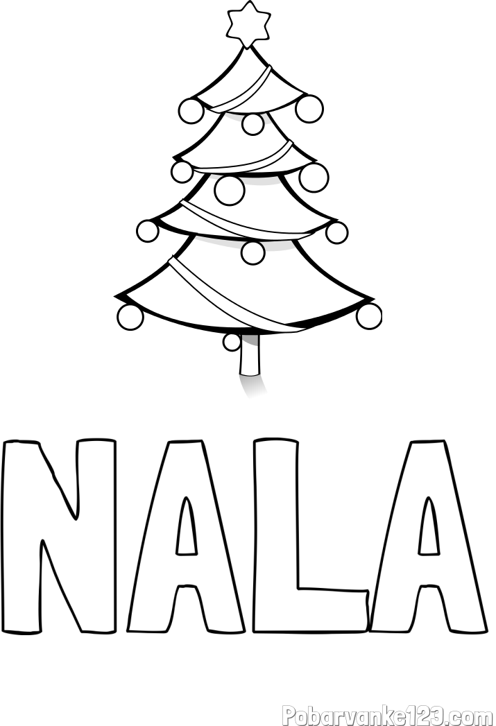 Pobarvanka imena NALA in božična smreka