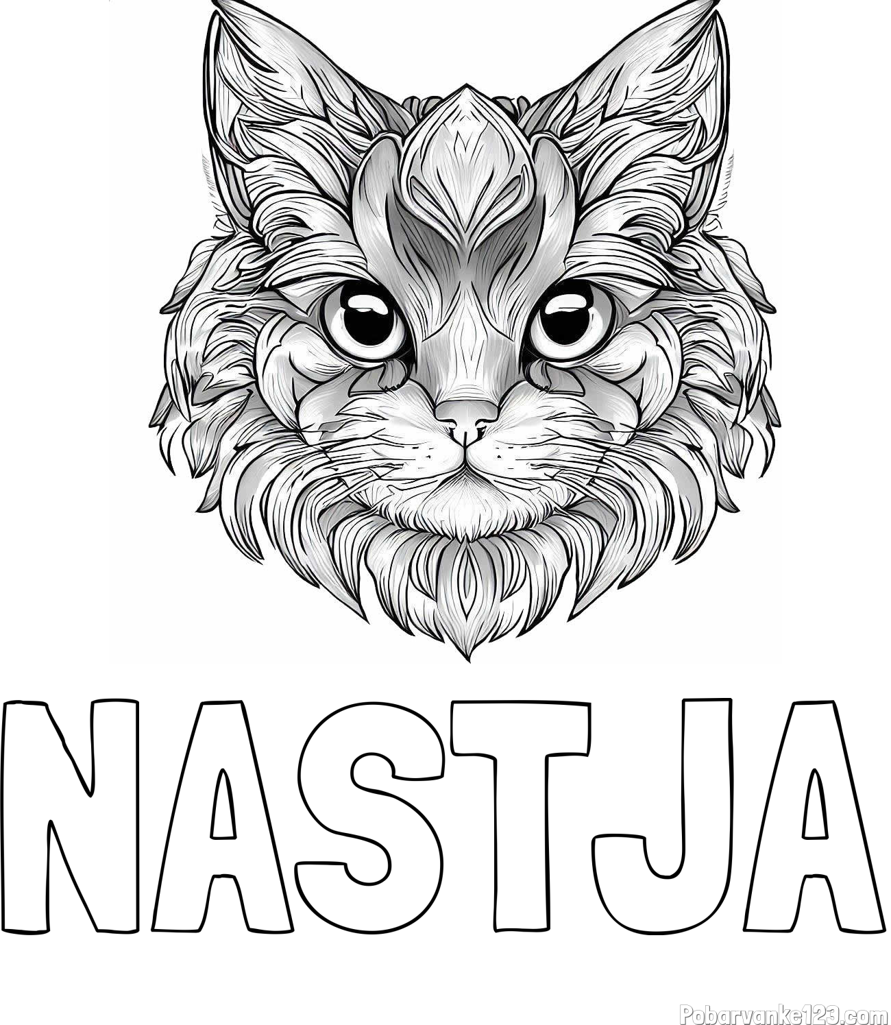 Pobarvanka imena NASTJA in pobarvanka mačke