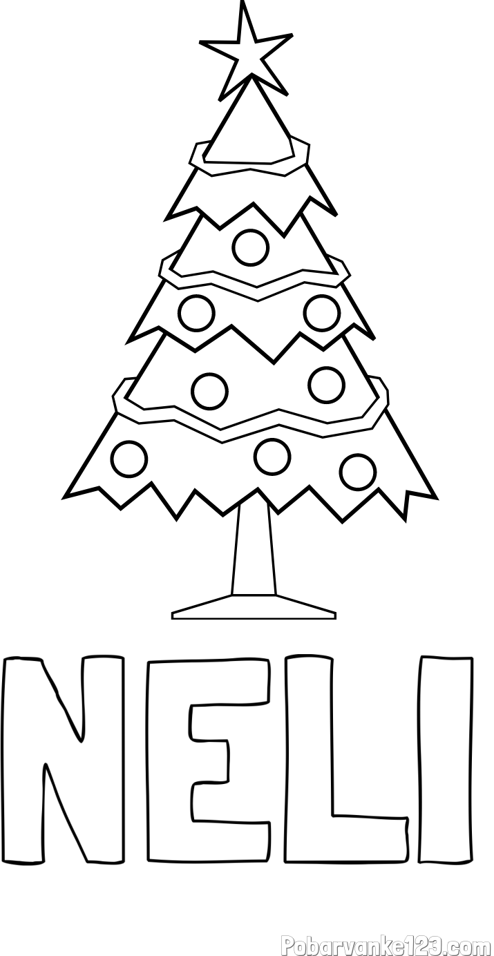 Pobarvanka imena NELI in pobarvanka božične smrečice