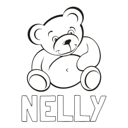 Online izdelana pobarvanka - Pobarvanka imena NELLY in pobarvanka medvedka