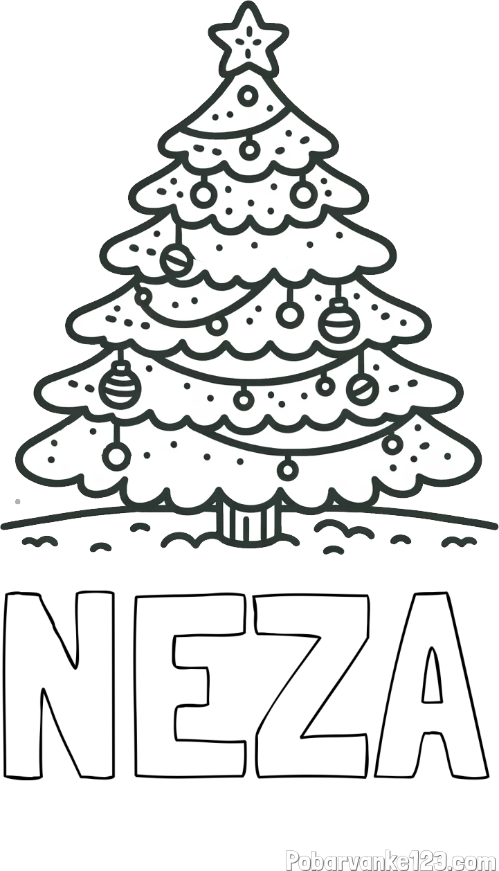 Pobarvanka imena NEŽA in pobarvanka božičnega drevesa