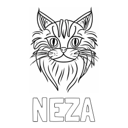 Online izdelana pobarvanka - Pobarvanka imena NEZA in pobarvanka mačje glave