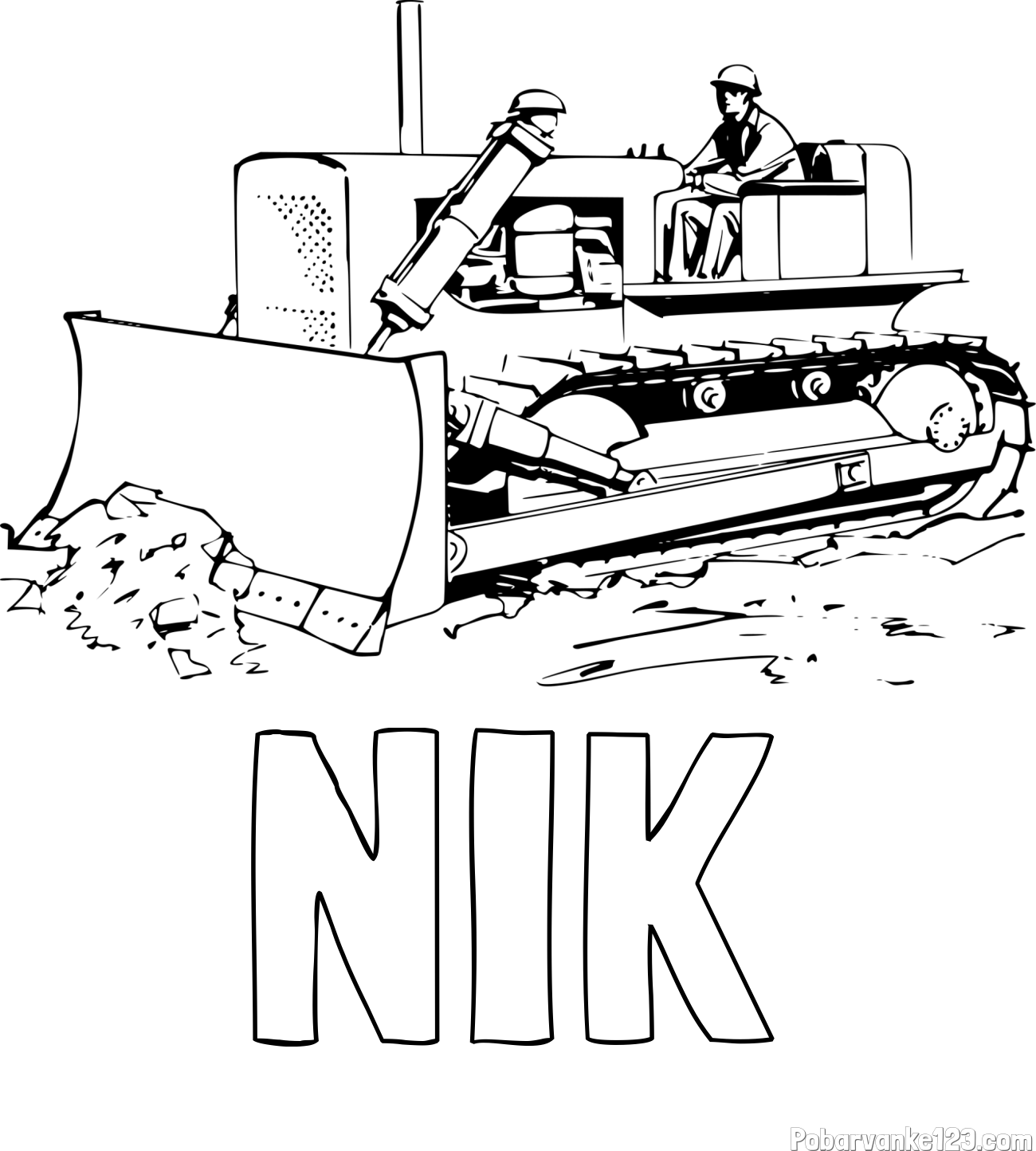 Pobarvanka imena NIK in pobarvanka buldožerja