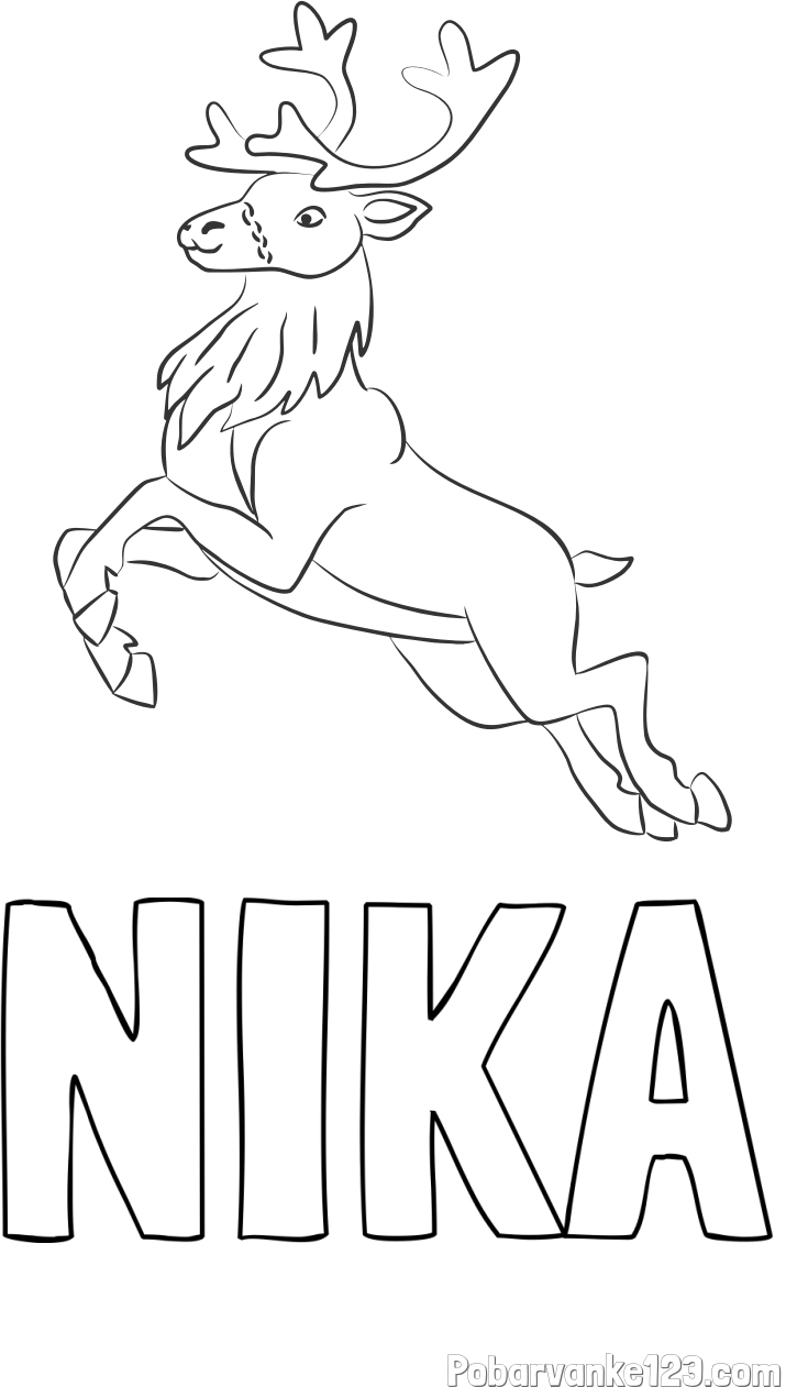 Pobarvanka imena NIKA in pobarvanka jelenčka Rudolfa
