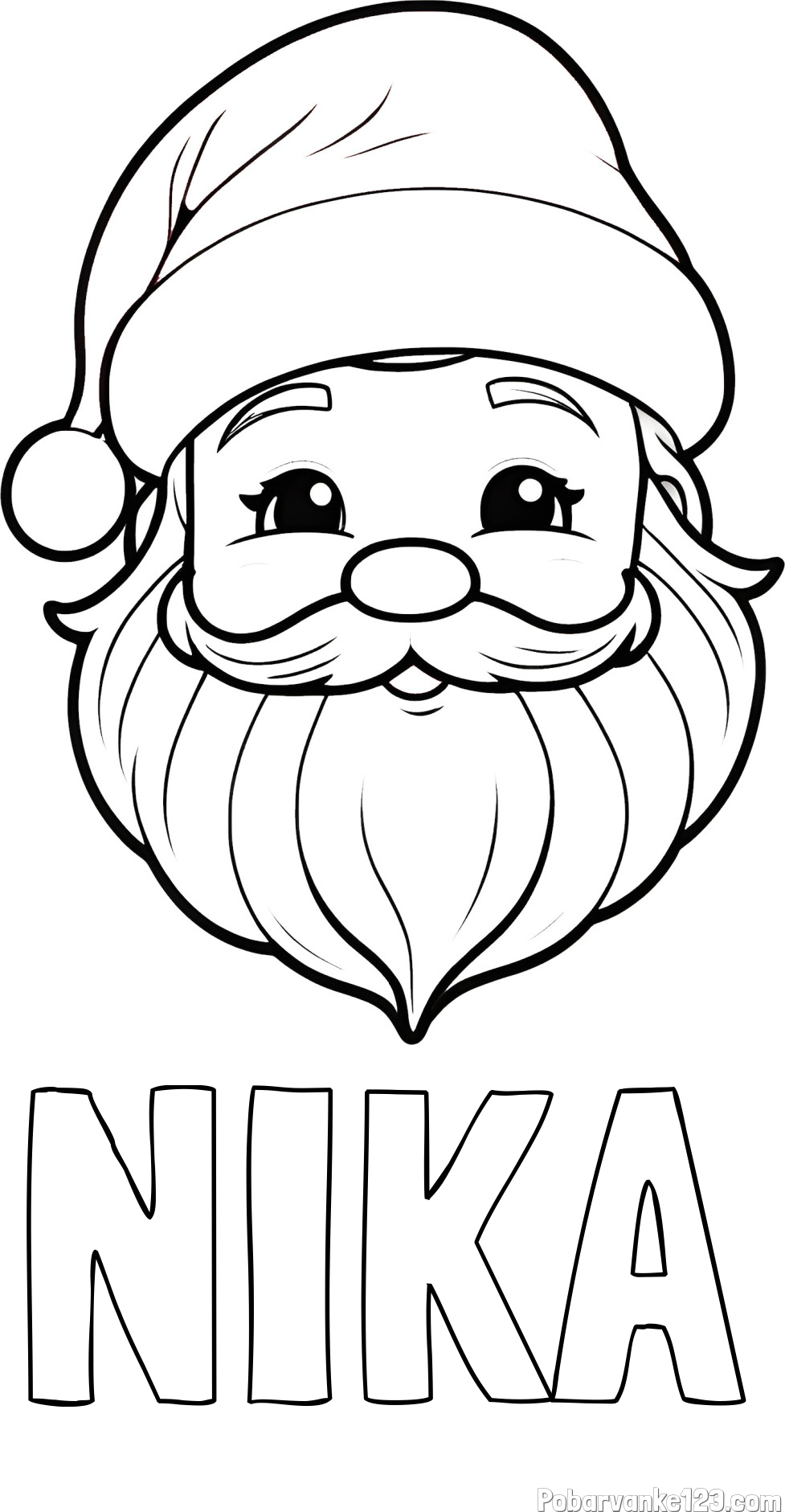 Pobarvanka imena NIKA in pobarvanka ljubke božičkove glave