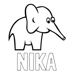 Online izdelana pobarvanka - Pobarvanka imena NIKA in pobarvanka ljubkega slončka