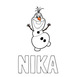 Online izdelana pobarvanka - Pobarvanka imena NIKA in pobarvanka ljubkega snežaka Olaf
