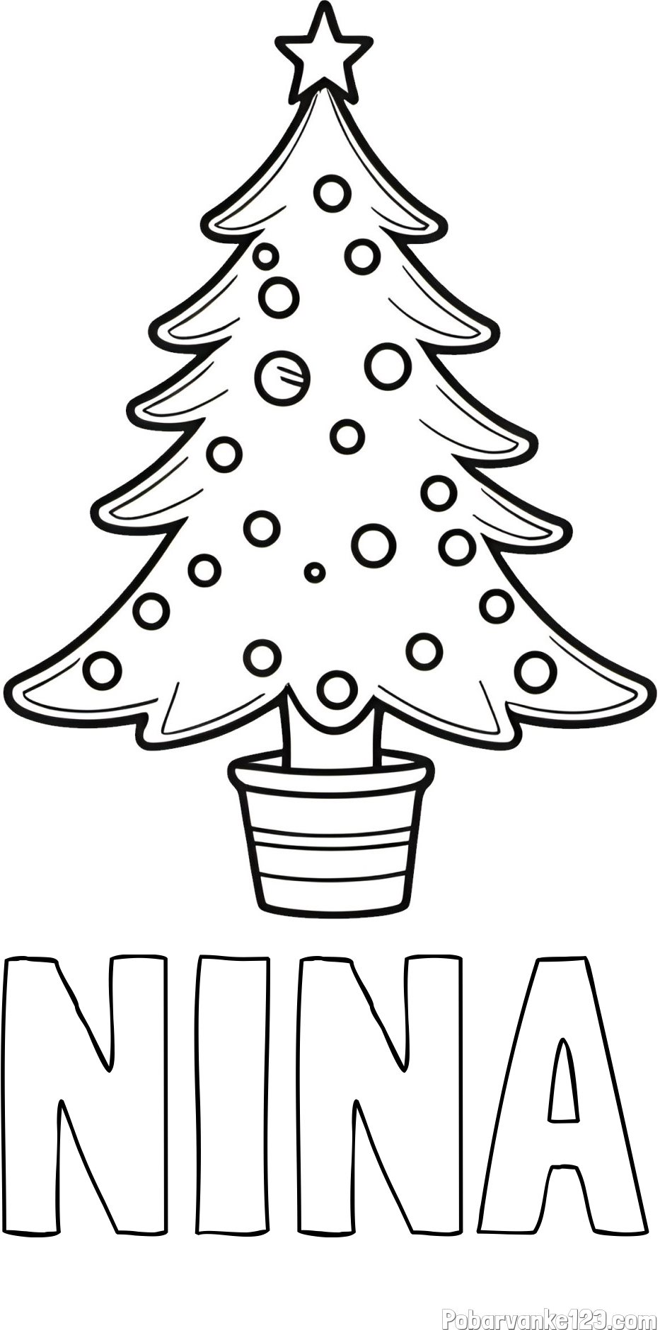 Pobarvanka imena NINA in pobarvanka lepe božične smrečice
