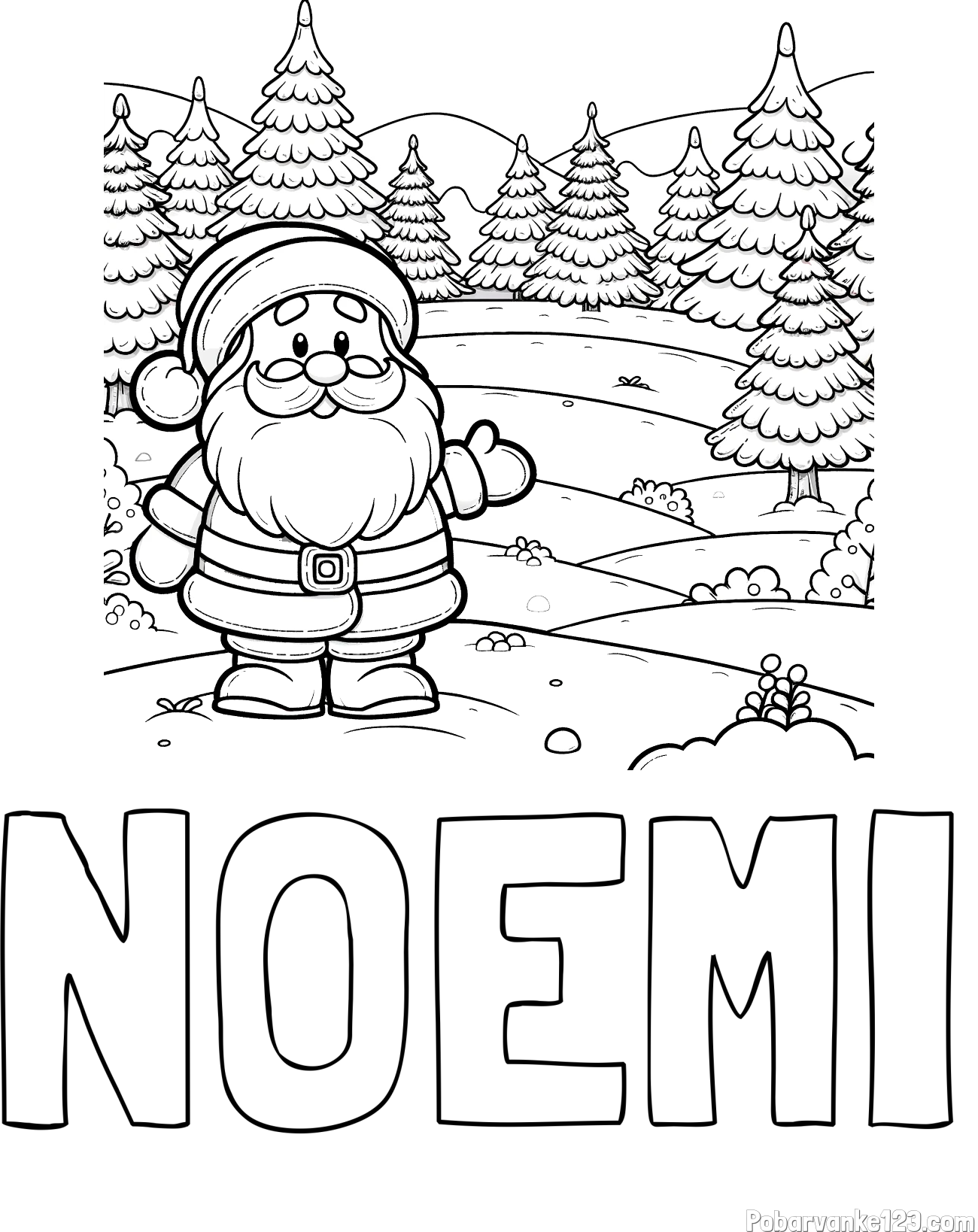 Pobarvanka imena NOEMI in pobarvanka Božička v naravi