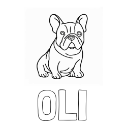 Online izdelana pobarvanka - Pobarvanka imena OLI in pobarvanka francoskega buldoga