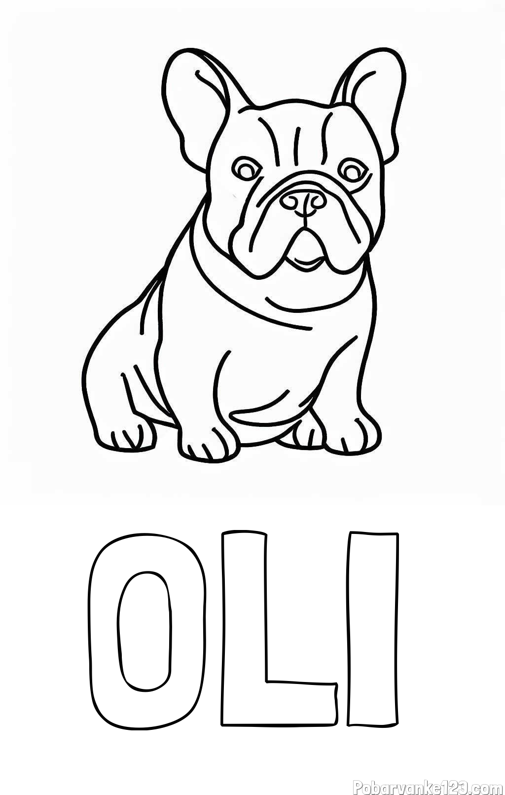 Pobarvanka imena OLI in pobarvanka francoskega buldoga