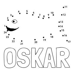 Online izdelana pobarvanka - Pobarvanka imena OSKAR in pobarvanka ribe - poveži številke