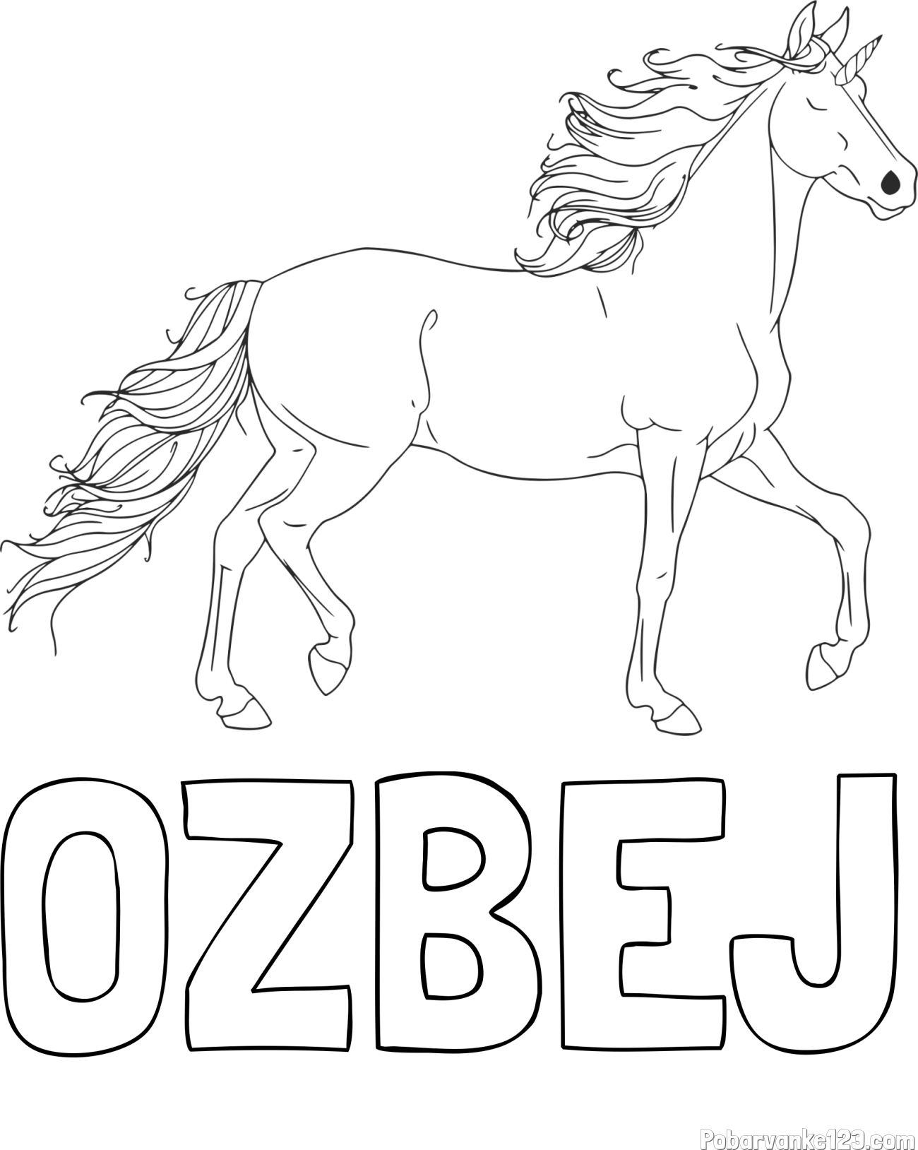 Pobarvanka imena OŽBEJ in samorog