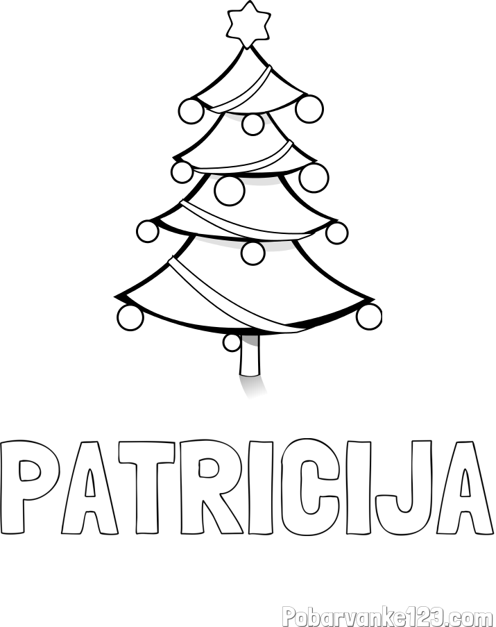 Pobarvanka imena PATRICIJA in božična smreka
