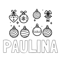 Online izdelana pobarvanka - Pobarvanka imena PAULINA in pobarvanka božičnih okraskov za na smrečico