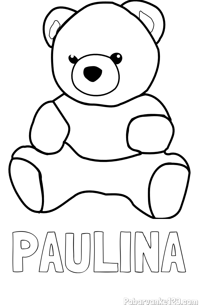 Pobarvanka imena PAULINA in pobarvanka medvedka