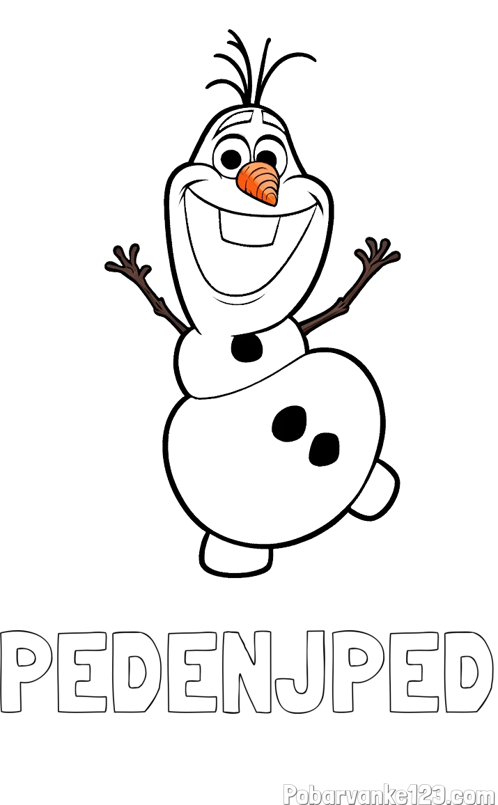 Pobarvanka imena PEDENJPED in pobarvanka ljubkega snežaka Olaf