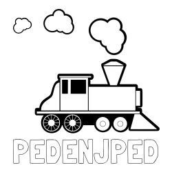 Online izdelana pobarvanka - Pobarvanka imena PEDENJPED in pobarvanka parne lokomotive