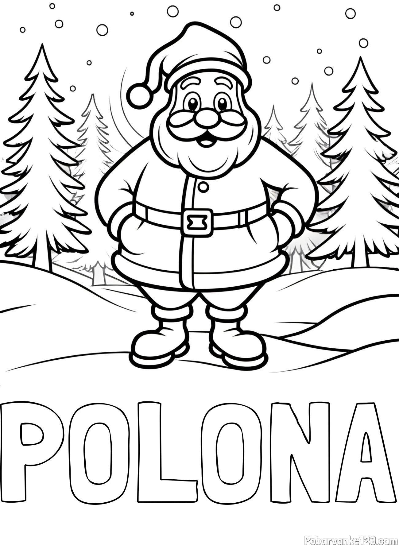 Pobarvanka imena POLONA in pobarvanka Božička v gozdu