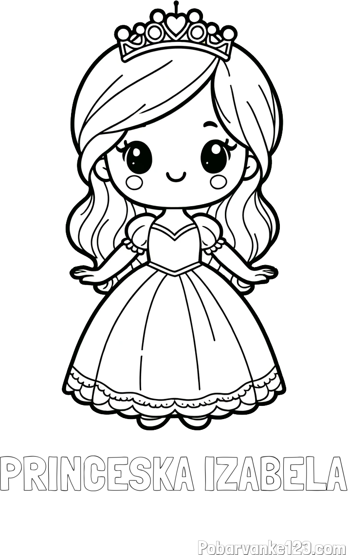 Pobarvanka imena PRINCESKA IZABELA in pobarvanka ljubke princeske