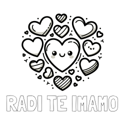 Online izdelana pobarvanka - Pobarvanka imena RADI TE IMAMO in pobarvanka srčkov