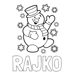 Online izdelana pobarvanka - Pobarvanka imena RAJKO in pobarvanka veselega snežaka