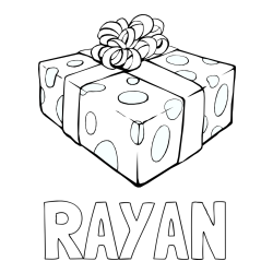 Online izdelana pobarvanka - Pobarvanka imena RAYAN in božično darilo