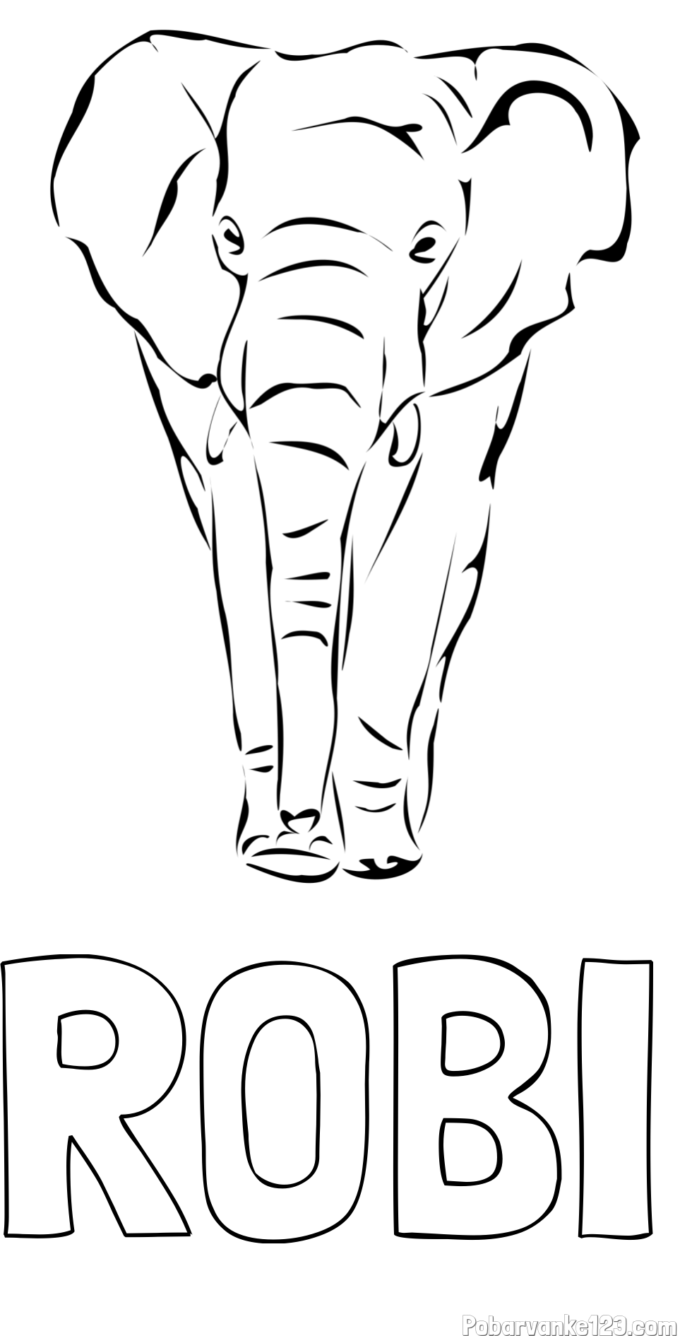 Pobarvanka imena ROBI in pobarvanka velikega slona
