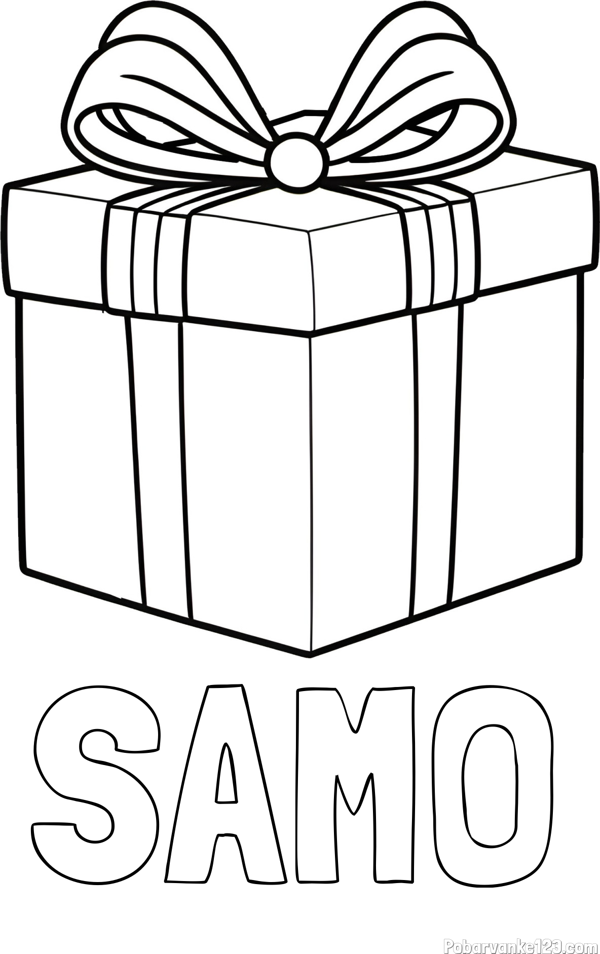 Pobarvanka imena SAMO in pobarvanka darila s pentljo