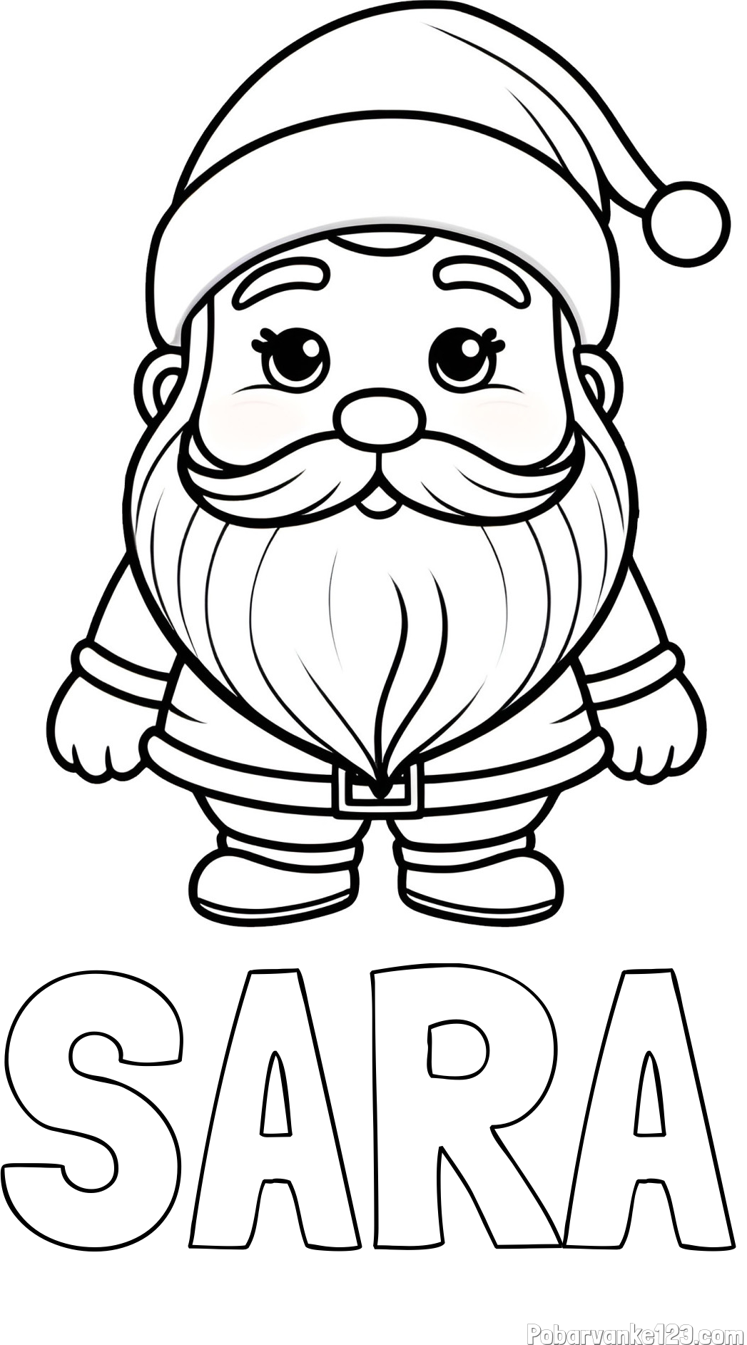 Pobarvanka imena SARA in otroška pobarvanka ljubkega Božička