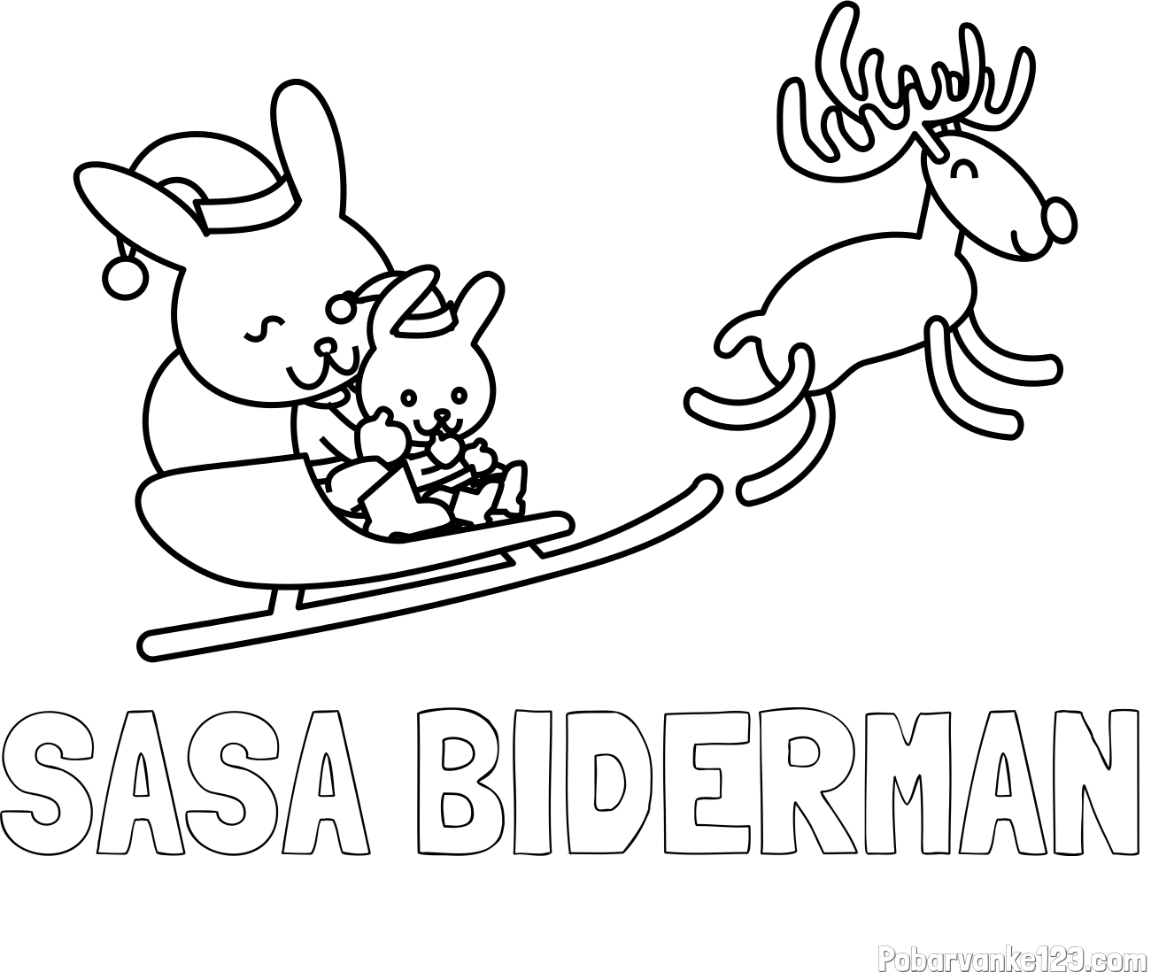 Pobarvanka imena SAŠA BIDERMAN in božične sani