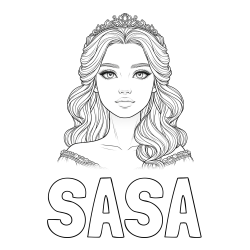 Online izdelana pobarvanka - Pobarvanka imena SAŠA in pobarvanka ljubke princese s krono