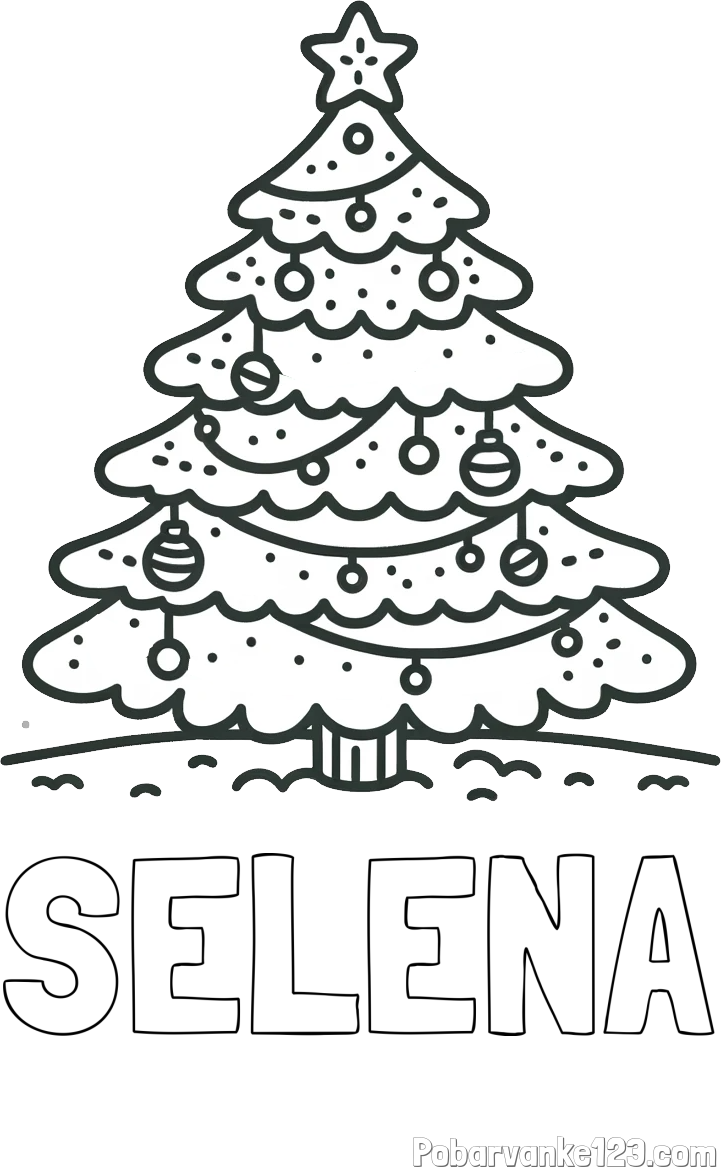 Pobarvanka imena SELENA in pobarvanka božičnega drevesa