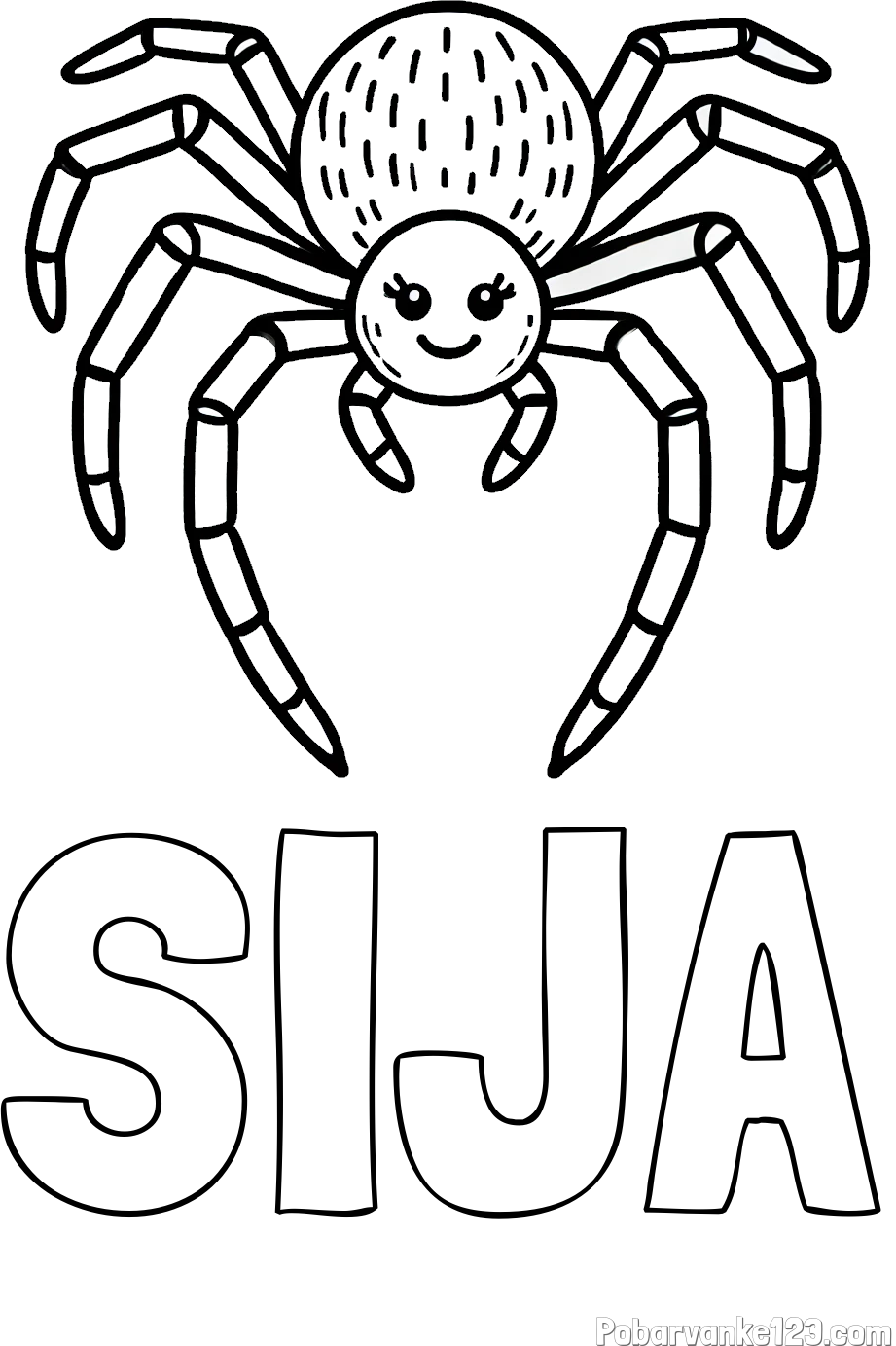Pobarvanka imena SIJA in pobarvanka veselega pajka