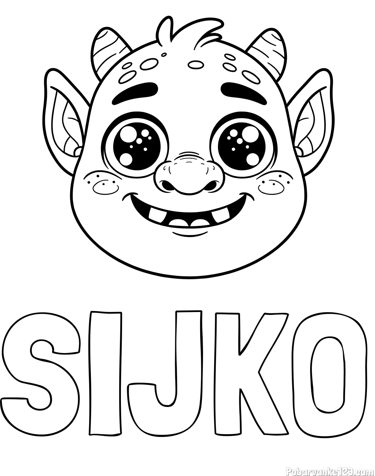 Pobarvanka imena SIJKO in pobarvanka ljubke škratove glave