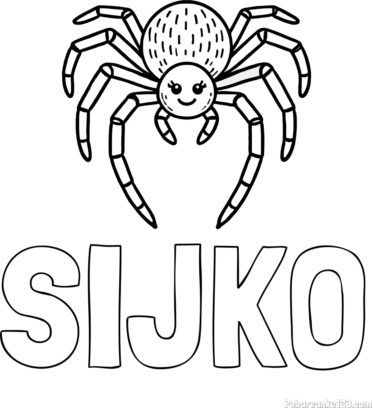 Pobarvanka imena SIJKO in pobarvanka veselega pajka
