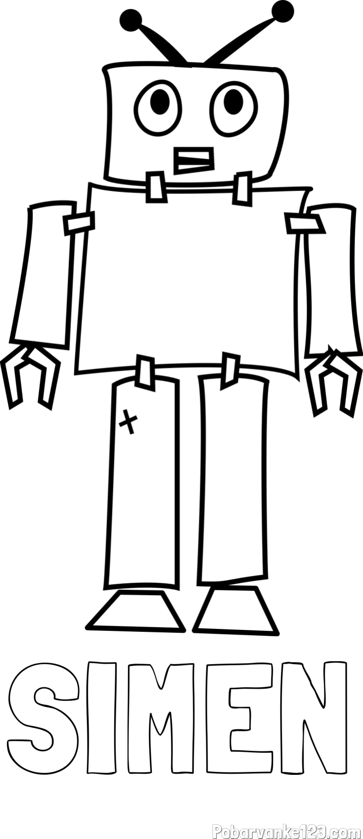 Pobarvanka imena ŠIMEN in pobarvanka robota