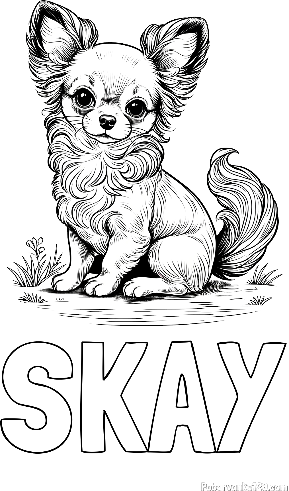 Pobarvanka imena SKAY in pobarvanka ljubke čivave