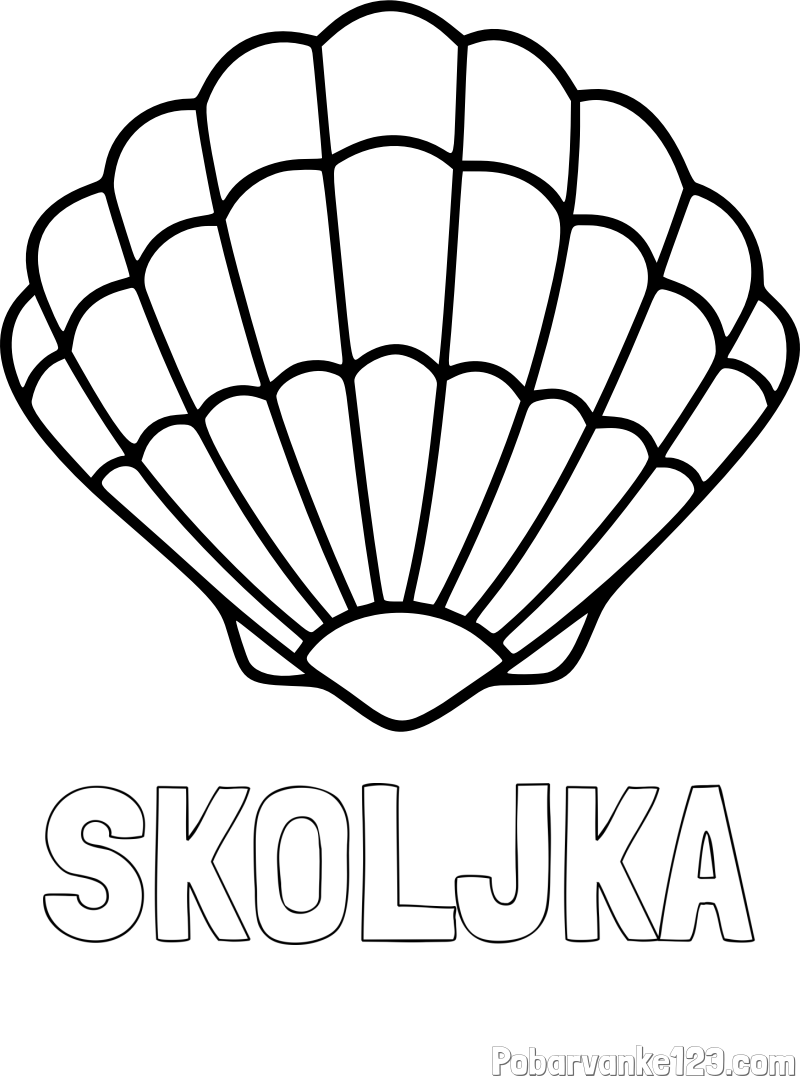 Pobarvanka imena ŠKOLJKA in pobarvanka školjke