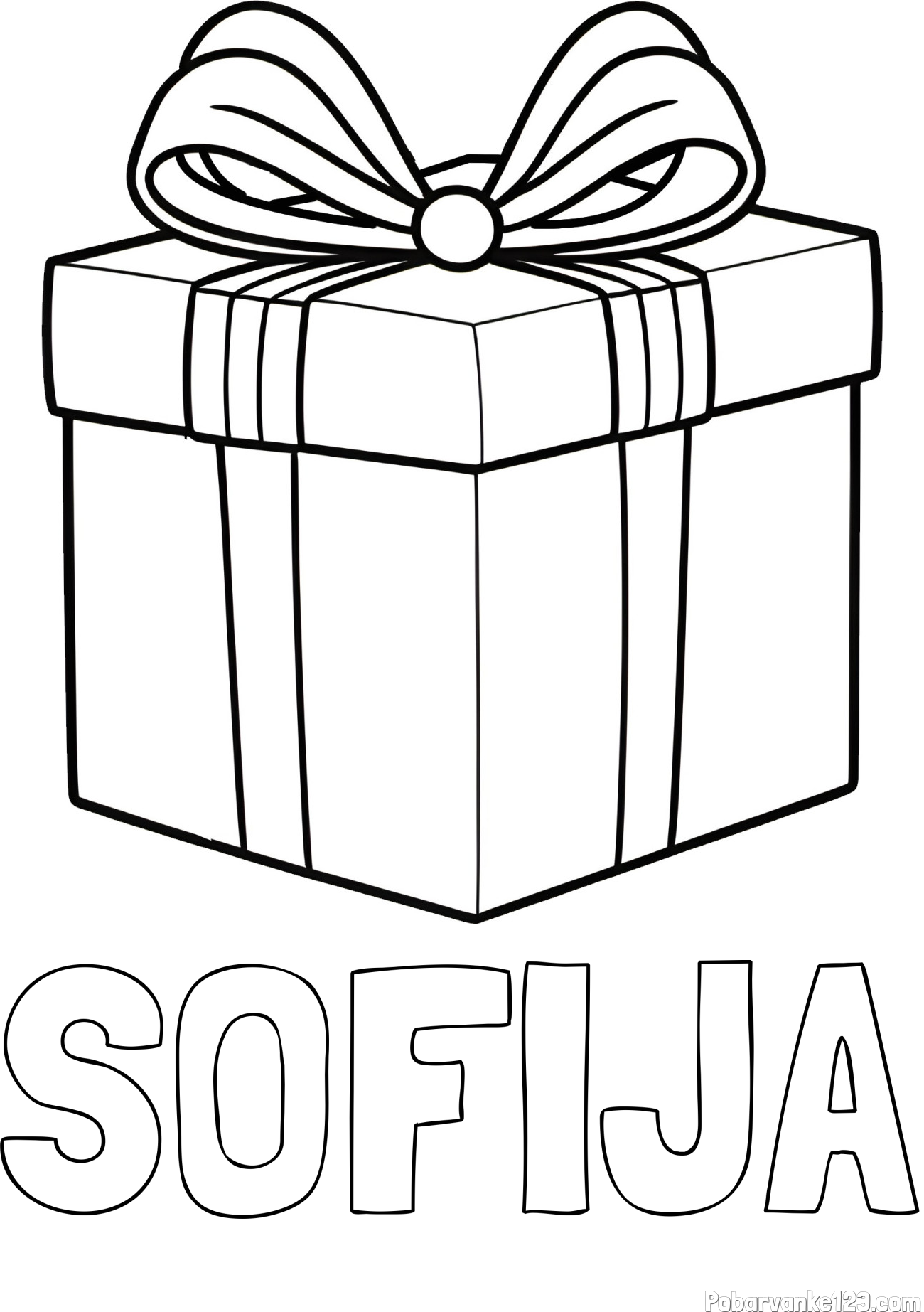 Pobarvanka imena SOFIJA in pobarvanka darila s pentljo