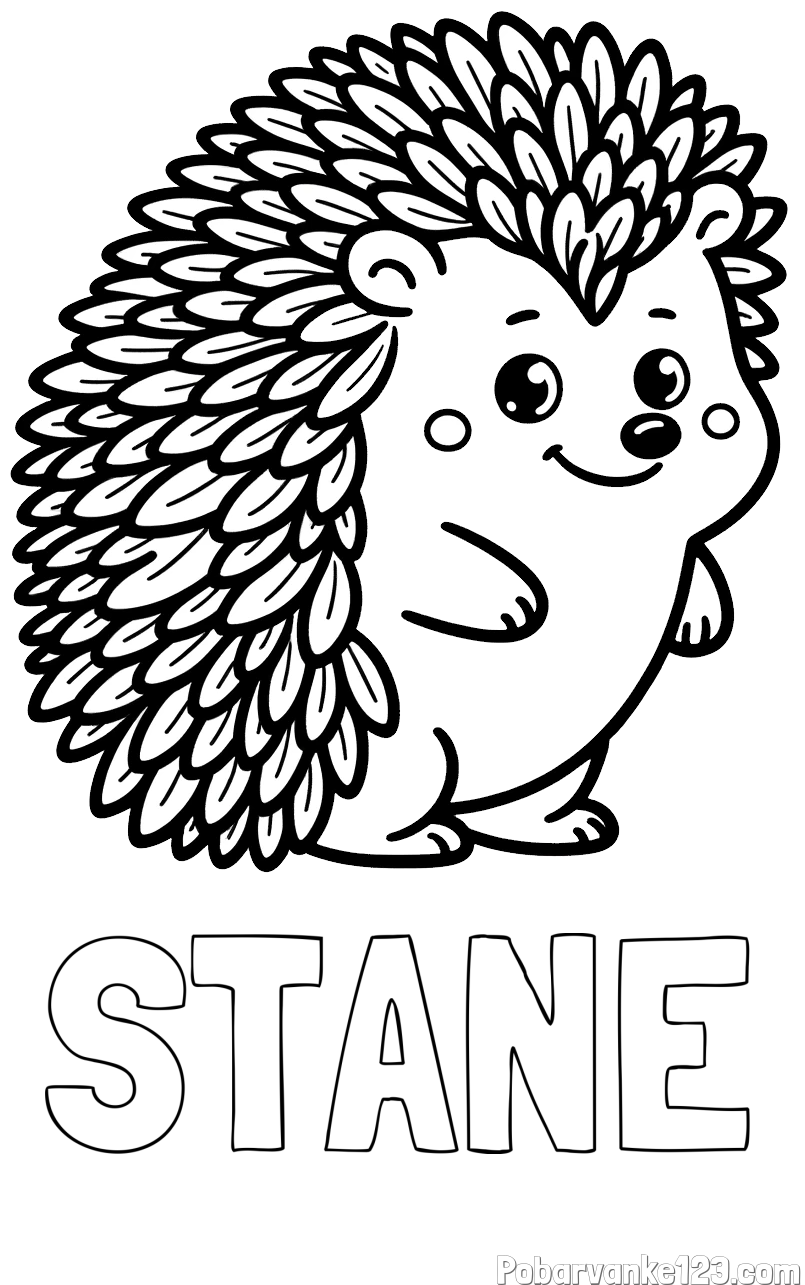 Pobarvanka imena STANE in pobarvanka prisrčnega ježka