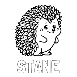 Online izdelana pobarvanka - Pobarvanka imena STANE in pobarvanka prisrčnega ježka