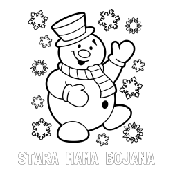Online izdelana pobarvanka - Pobarvanka imena STARA  MAMA  BOJANA in pobarvanka veselega snežaka