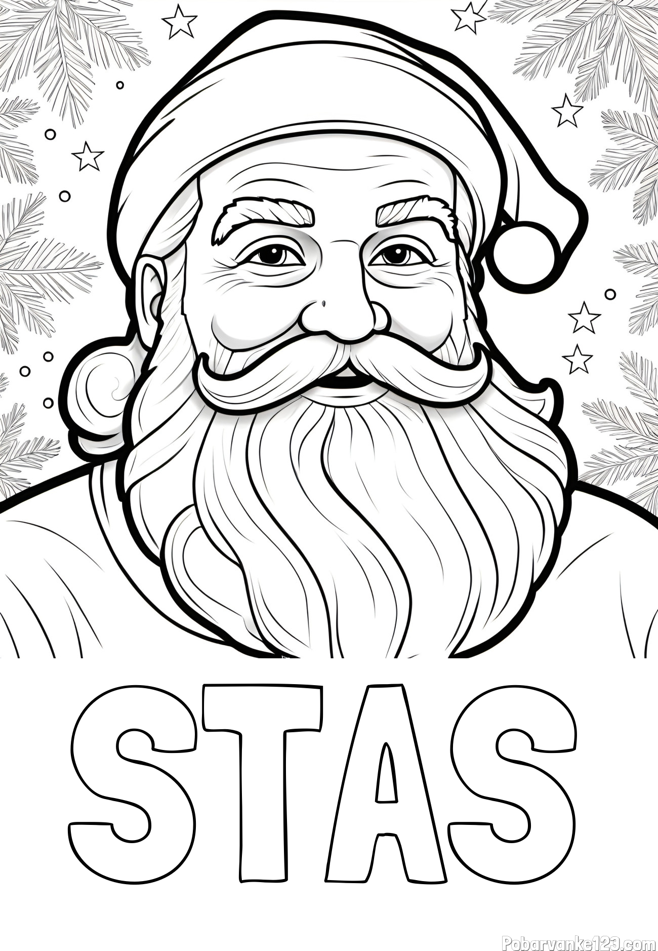 Pobarvanka imena STAŠ in Čudovita pobarvanka nasmejanega Božička