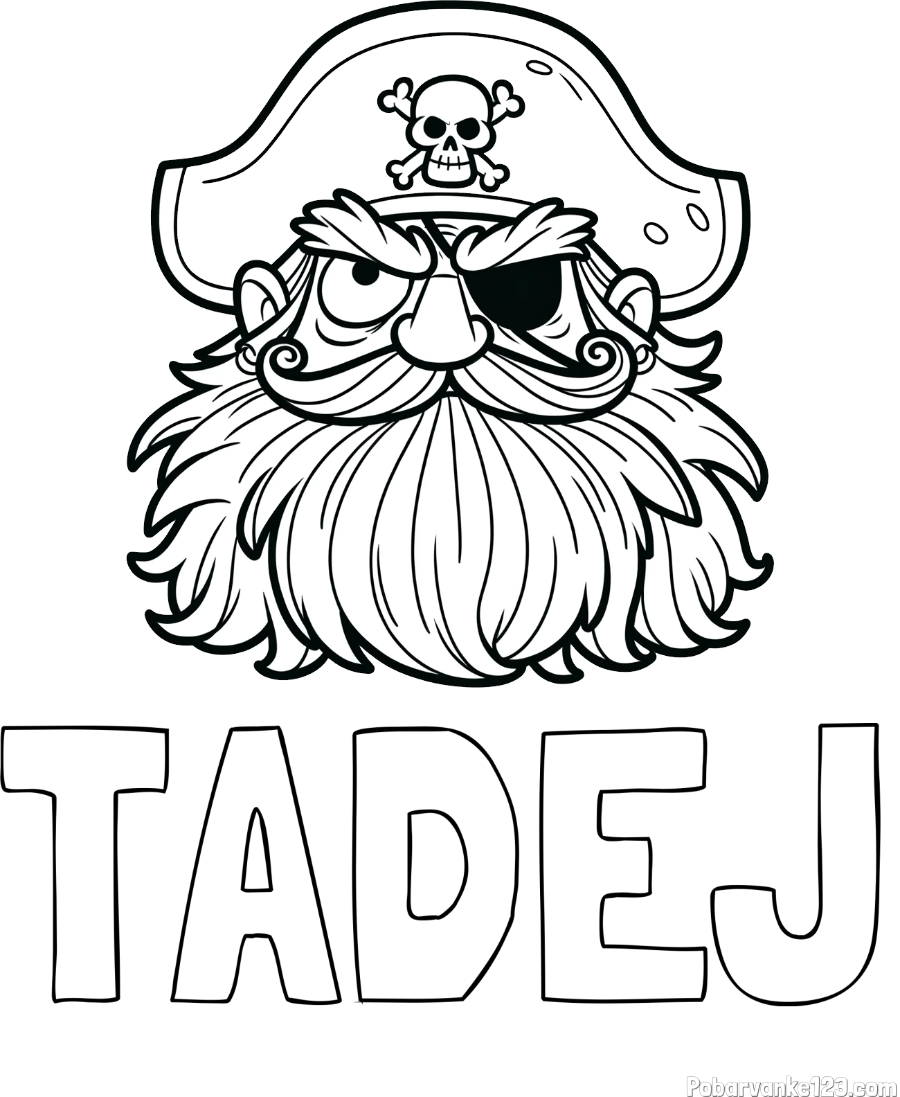 Pobarvanka imena TADEJ in pobarvanka gusarja