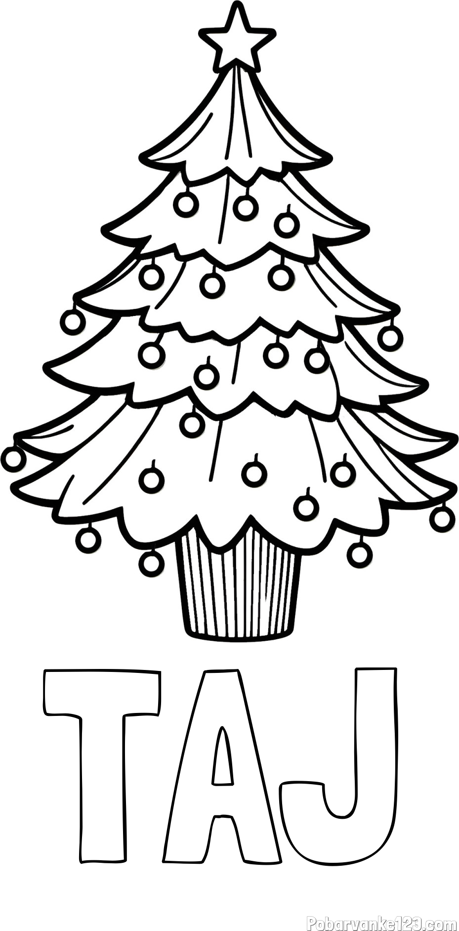 Pobarvanka imena TAJ in pobarvanka preproste božične smreke