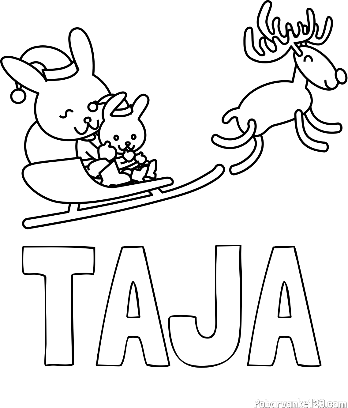 Pobarvanka imena TAJA in božične sani