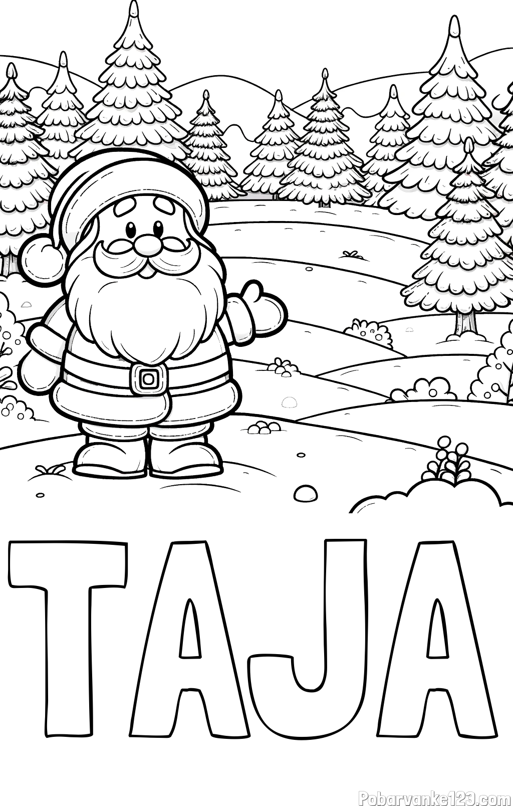 Pobarvanka imena TAJA in pobarvanka Božička v naravi