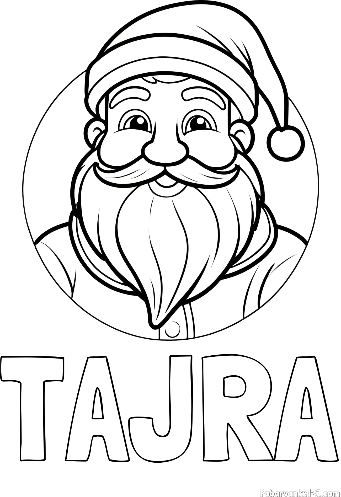 Pobarvanka imena TAJRA in otroška pobarvanka Božička v krogu